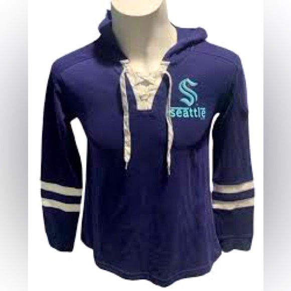 NHL Tops - NWT [NHL] Seattle Kraken 🐙 Lace-Up Long-Sleeved Hooded Top Women’s Sz XL 16/18